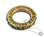 Star Recorder circle charm with green stones