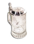 Moose clear glass stein with pewter lid