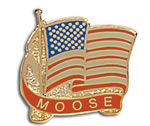 American Flag Moose Lapel Pin