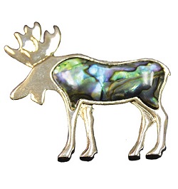 Natural Paua Inlay Moose Brooch